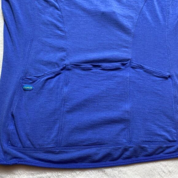 Luna For Women Athletes Blue Tone 1/2 Zip Silk Wool Blend Cycling Top Size XL - Picture 6 of 9